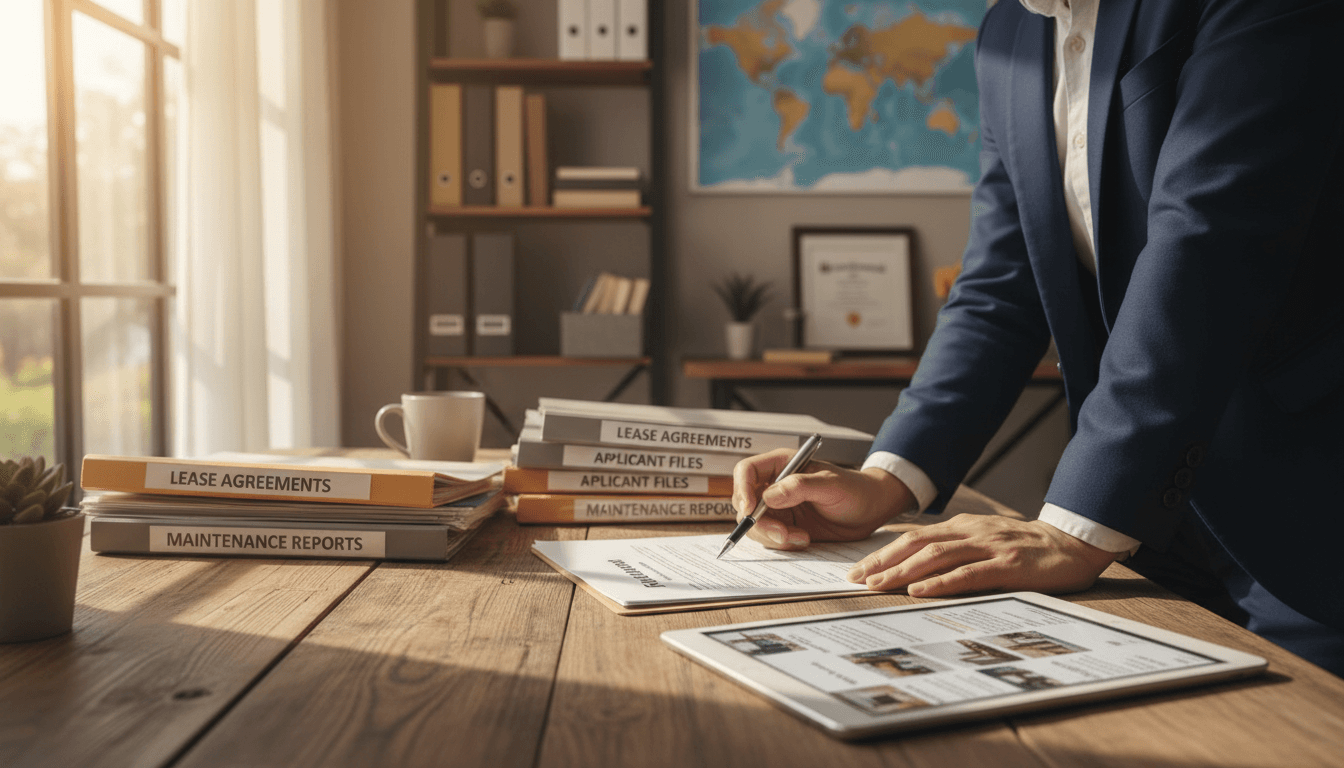 Gestionnaire immobilier consultant des documents de location avec professionnalisme