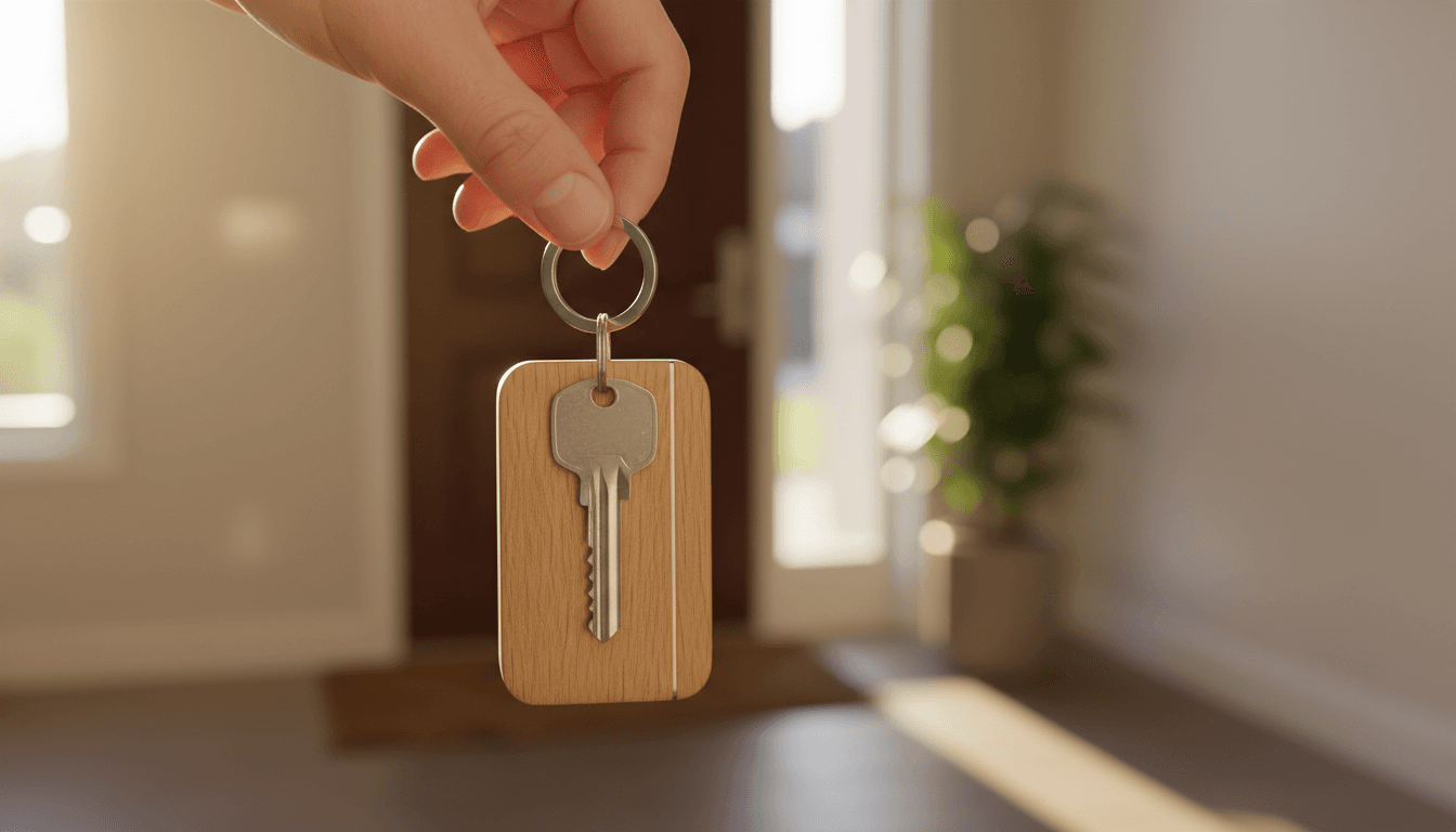 Gros plan d'une clé de propriété dans une main, symbolisant l'accès sécurisé et la gestion professionnelle